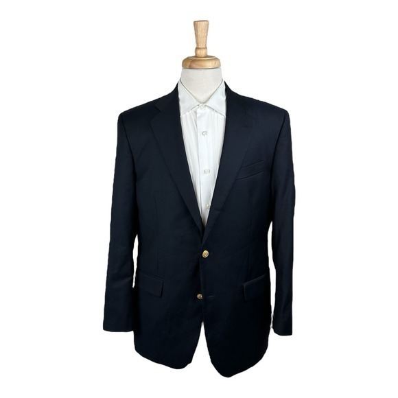 Brooks Brothers Other - Brooks Brothers Black Gold Button Saxxon Wool Men's‎ Blazer Madison Fit 41L